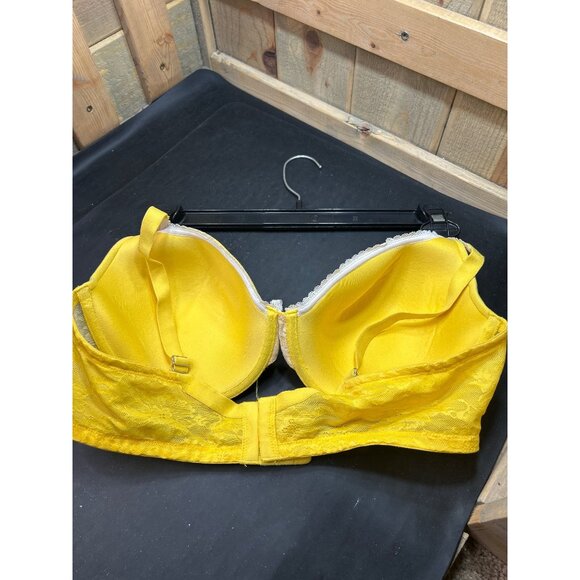 Victorias Secret Yellow Lined Perfect Coverage Bra 38D Lace Trim & Bow - Picture 5 of 7
